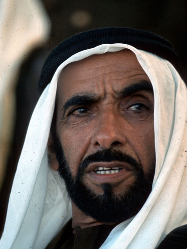 A headshot of the late Sheikh Zayed Bin Sultan 